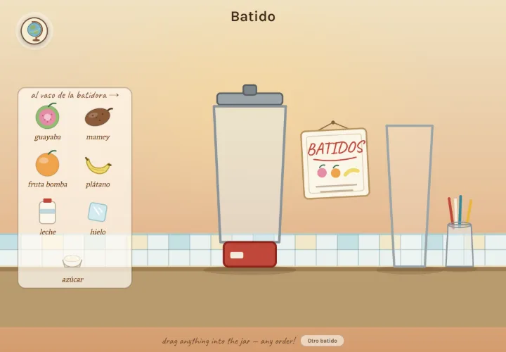 Blending a batido in Atlas Jr: a Cuban kitchen where guayaba, mamey, fruta bomba and plátano can be dropped into the blender in any order.