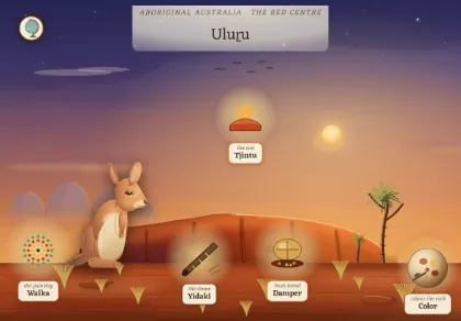 The Uluṟu scene in Atlas Jr — a geography activity for kids about Aboriginal Australia.