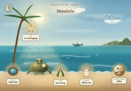 The Honolulu scene in Atlas Jr — a geography activity for kids about Hawaiʻi.
