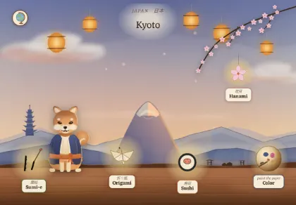 The Kyoto scene in Atlas Jr — a geography activity for kids about Japan.