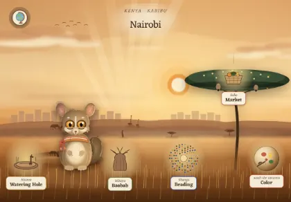 The Nairobi scene in Atlas Jr — a geography activity for kids about Kenya.
