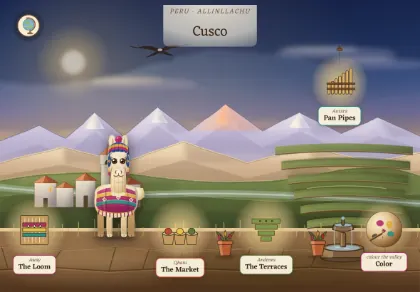 The Cusco scene in Atlas Jr — a geography activity for kids about Peru.