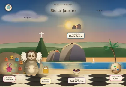 The Rio de Janeiro scene in Atlas Jr — a geography activity for kids about Brazil.