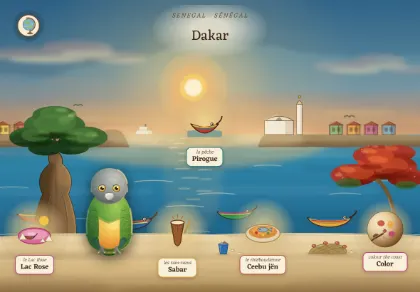 The Dakar scene in Atlas Jr — a geography activity for kids about Senegal.