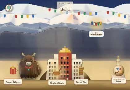 The Lhasa scene in Atlas Jr — a geography activity for kids about Tibet.